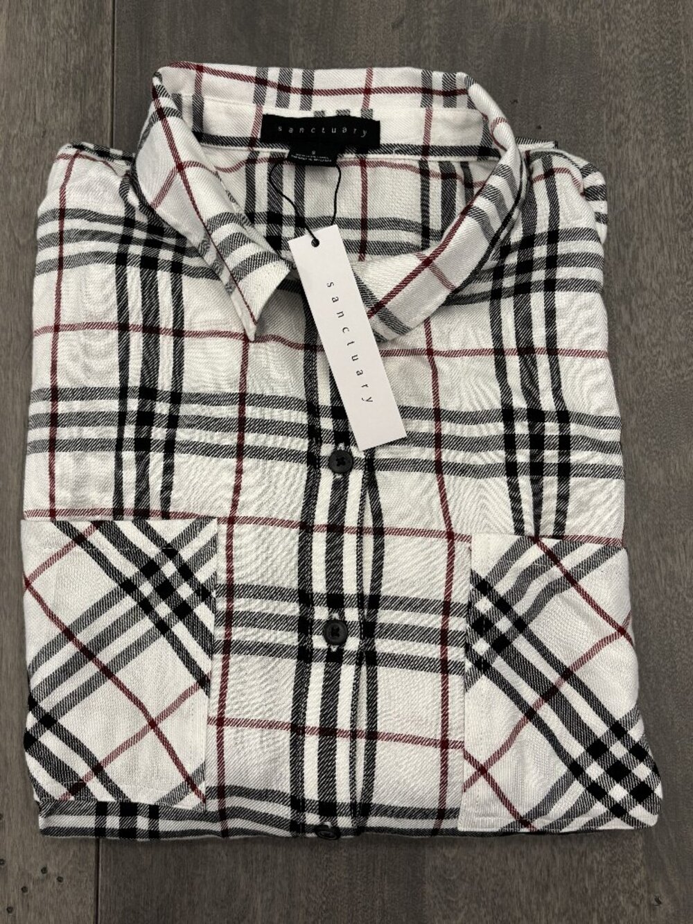 Sanctuary Black and Cream plaid Blouse-New-Size S